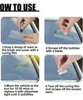 Step-by-step guide using Windshield Chip And Crack Repair Kit For Auto Glass And Mirrors, Fast DIY Glass Fix Tool With Repair Fluid To Stop Cracks From Spreading.