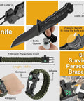 Knife and paracord bracelet from 19 In 1 Survival Gear Kit For Men Dad Husband Emergency Tools Camping Accessories Fishing Hunting Gift For Outdoors Lovers Birthday Stocking Stuffers Cool Gadget Camping Essentials.