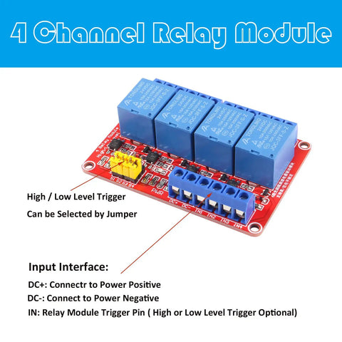 Four Channel 12V Relay Module With Opto Isolation And High And Low Level Trigger Independent Relays for Arduino Raspberry Pi
