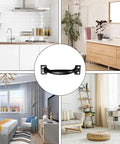 12 Pack 4 Inch Vintage Barn Door Pulls In Black Metal for kitchen, bedroom, bathroom, and living room furniture