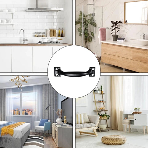 12 Pack 4 Inch Vintage Barn Door Pulls In Black Metal for kitchen, bedroom, bathroom, and living room furniture