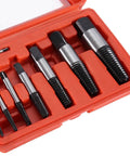 8-Piece Broken Screw Extractor Set For Damaged Screws, Rusted Bolts And Pipe Fittings in durable storage case, front view