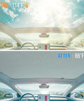 Installed Tesla Model Y Magshade sunshade on glass roof; blocks UV and cools the interior