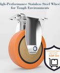 Rigid 4 Inch Stainless Steel Caster Wheel Set Of 2 For Industrial Use With Fixed Non Brake Design, Rust Resistant 304 Stainless Steel Frame