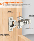 Concealed Full Overlay Cabinet Hinges 105 Degree Soft Close 4 Pack 2 Pairs For Face Frame Kitchen Cabinets Adjustable Dampers