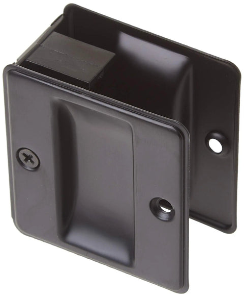 Premium Solid Brass Pocket Passage Door Pull Matte Black Finish Two And Three Quarters Inch Tall By Two And Half Inch Wide Fits Doors From One And Three Eighths To One And Three Quarters Inch Easy Install Slick Dope Modern Hardware
