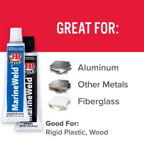 MarineWeld Two Part Marine Epoxy For Your Go-To Boat Repairs, 2 oz, showing tubes, great for aluminum, metals, fiberglass, wood