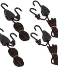 Heavy Duty Kayak And Canoe Bow And Stern Tie Down Straps With Four Piece Adjustable Six Foot Lengths, No Stretch Rope Hanger Ratchet Ties