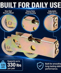 Zero Hassle Sliding Door Roller Assembly Replacement Kit Featuring Dead Smooth Ball Bearing Steel Wheels And No Fuss Track Hardware For Patio And Closet Doors Two Pack showing steel ball bearing wheel and adjustable height screw.