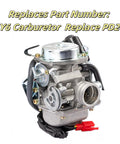 Beefed Up 24mm 150cc Carburetor Kit For Scooters And Go Karts 4 Stroke Engine With Starter Solenoid Fits 152QMJ 152QMI 157QMJ 157QMI High Flow Performance Upgrade For Better Throttle Response, visible side view with starter solenoid