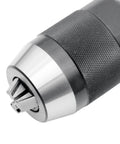 Close-up of Heavy Duty Five Eighth Inch Keyless Drill Chuck With MT2 Shank For Wood Lathe And Pillar Drills, showing knurled hand grip