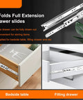 14 Inch Full Extension Drawer Slides 4 Pairs 8 Pieces Side Mount Cabinet Glides silver steel rails for bedside table and filing drawer