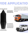 Wide application Tie Rod Boot Kit with Pinion Bellows, Cable Ties, Clamps, black silicone, cars and truck compatibility, 8.85 in length.