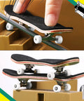 Eight Piece Fingerboard Bearing Wheels And Tool Kit White Wheels with Alloy Racks on 34mm Finger Skateboard Trucks