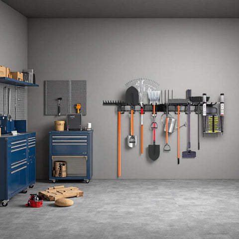 Heavy Duty 96 Inch Garage Tool Organizer Wall Mount Hooks Kit With 18 Pairs Built To Last 1460 Lbs Capacity Garden Tool Storage Rack