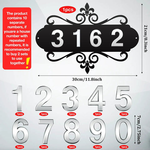 13.8 Inch Iron Address Plaque With Ten 2.75 Inch House Numbers For Outdoor Use Durable Metal Address Sign For Home
