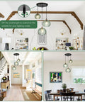 Modern 3-Light Hand-Blown Green Glass Pendant Lighting Chandelier For Kitchen Island And Dining Room in living spaces
