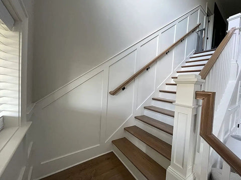 3-3/8 Inch High Swivel Handrail Brackets For Staircase Built Tough Black Railing Mounts With Screws on wooden staircase