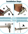 Installation steps for Pro Grade Derailleur Hanger Alignment Gauge for 20 to 29 inch MTB and road bikes.