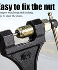 Heavy Duty Motorcycle Chain Breaker Tool For Removing Links 420 428 520 525 528 530 Chains Universal, cast iron nut detail