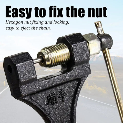 Heavy Duty Motorcycle Chain Breaker Tool For Removing Links 420 428 520 525 528 530 Chains Universal, cast iron nut detail