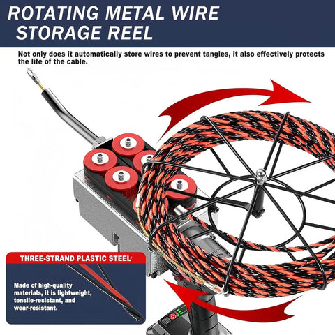 Rotating metal wire storage reel designed for Heavy Duty Automatic Cable Puller And Wire Stringing Machine With No Sweat Operation, 150Kg Pulling Force, 15 Meter Reach.