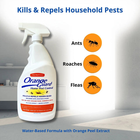 All Natural D Limonene Go To Pest Control Spray With Orange Peel Oil 32oz bottle repelling ants, roaches, and fleas indoors