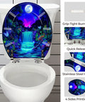 Toilet Seat Round Resin for Bathroom with colorful butterfly and waterfall design, fitting various toilet models.