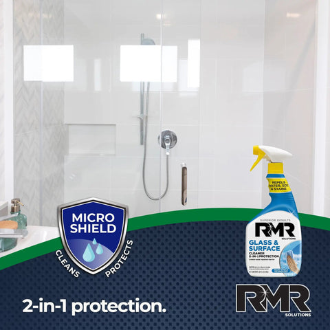 All In One Indoor And Outdoor Cleaning Kit With Pro Strength Instant Stain Remover and Glass and Surface Cleaner Protectant bottle.