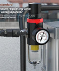 Pressure regulating valve oil-water separator designed for pneumatic systems with gauge for adjusting air pressure.