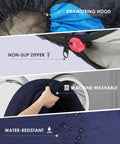 Roomy Three Season Sleeping Bag For Adults And Teens Lightweight Waterproof Cold Weather Camping Gear with drawstring hood, zipper, and washing