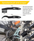 Sprocket brush and scraper from 7 Piece Bike Cleaning Kit With Degreaser 10 Oz And Wet Lube 2 Oz, Chain Scrubber And Brush