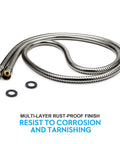 Extra Long 79 Inch Stainless Steel Shower Hose With Brass Insert And Nut Flexible No Kink Handheld Shower Head Hose Durable