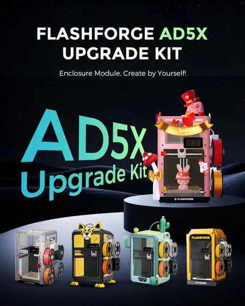 AD5X 3D Printer Enclosure Kit with Constant Temperature Module and DIY Customizable Exterior in various designs.