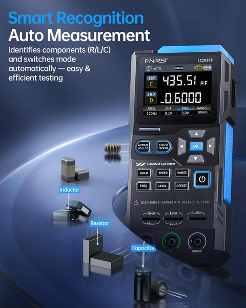 Pro Grade LCR Meter 100kHz With 19999 Counts Auto Component Detect Capacitance Resistance Inductance Testing ESR Q D Theta X Readouts
