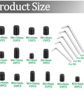 Beefy 535 Piece Set Screw Kit With Metric And SAE Sizes, various grub screws and included metric hex wrenches displayed
