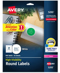 Slick Round Printable Labels 1 2/3 Inch Matte White 600 Count Quick Load Sure Feed Technology Slides Right Through Laser And Inkjet Printers package with white round labels.