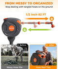 Retractable Garden Hose Reel With 360 Degree Swivel And 82 Feet Of Half Inch Hose Ground Mounted Or Freestanding No Drill Install