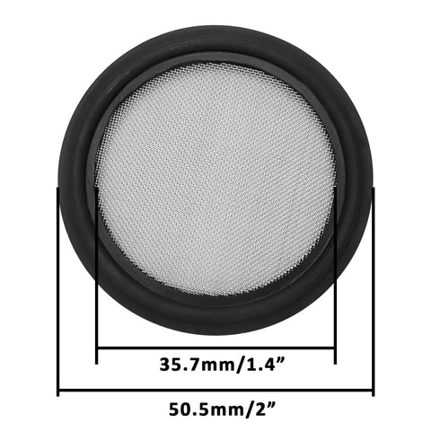 Front view of a two-pack 1.5-inch sanitary tri-clamp gasket, EPDM with stainless bonded 60-mesh screen