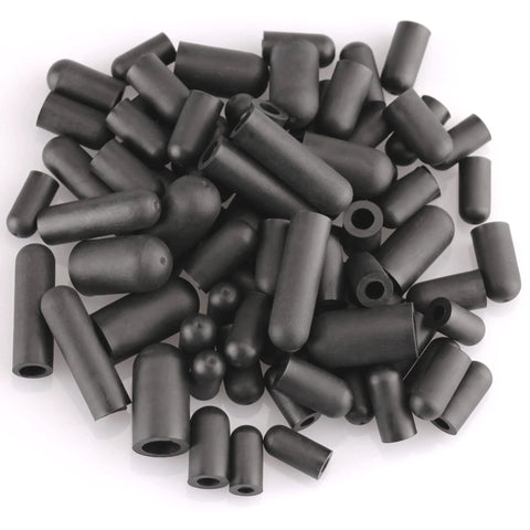 Vacuum hose caps, 80 pcs, black rubber, six sizes for automotive vacuum fittings and carburetor plugs