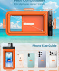 Floating Waterproof Phone Pouch 2 Pack IP68 Case For Beach Adventures And Water Sports Dry Bag iPhone Samsung size info