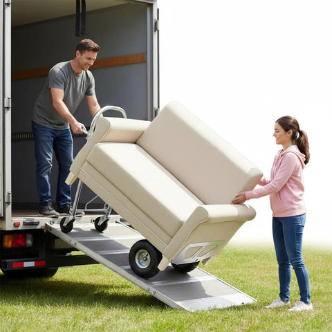 2 In 1 Industrial Convertible Utility Trolley Platform Cart With Reinforced Aluminum Frame 1000 Lb Capacity As Cart And 550 Lb As Stair Climber Perfect For Moving Appliances Furniture And Heavy Luggage, moving sofa from truck ramp
