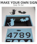 Twenty-pack 7.5 mil black stencil sheets, 12x12 in for Cricut; cat and bat designs on blue Cricut cutting mat.