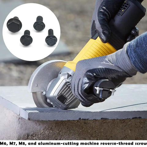 Built Tough 12 Piece Reverse Thread Screws Left Hand Hex Flange Bolts M6 M7 M8 Allen Head Fasteners on an aluminum cutter.