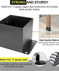 Heavy Duty 6x6 Post Base Brackets 8 Pack Built From 14 Gauge Steel With Black Powder Coat showcasing structure and material details