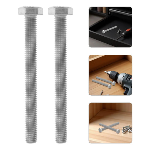 Stainless Steel M10x10mm Hex Bolt Kit With Lock Nuts And Flat And Lock Washers Fully Threaded Fasteners For Outdoor And Home Use Heavy Duty Anti Loosening Hardware Set To Fight Vibration And Loose Connections, two hex bolts on white