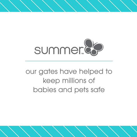Quote highlighting safety benefits of No-Fuss Extra Wide Decor Safety Gate For Babies And Pets, 27 Inch Tall, Fits Openings From 28 Inch To 51.5 Inch.