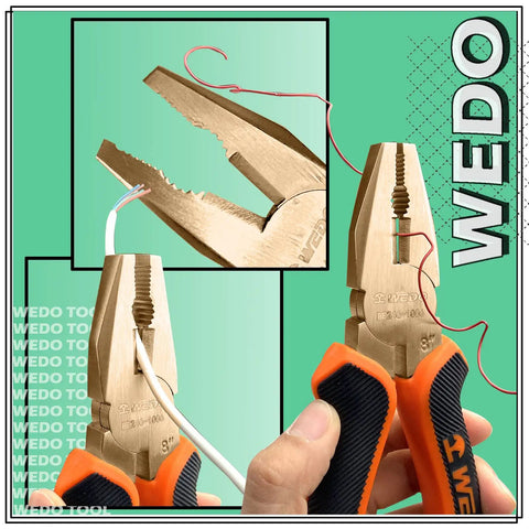 Non Sparking 15 Piece Tool Set With Beryllium Copper Tools In A Handy Toolbox pliers gripping wire