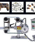 Hella Versatile 1X30 Belt Sander And Polisher with blue sanding belt and control box for metal wood sanding tasks.