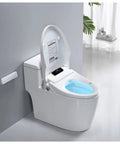 Super Plush Heated Toilet Seat With Auto Opening Bidet Lid Smart Ambient Night Light Short V Shape Design showcased from the side.